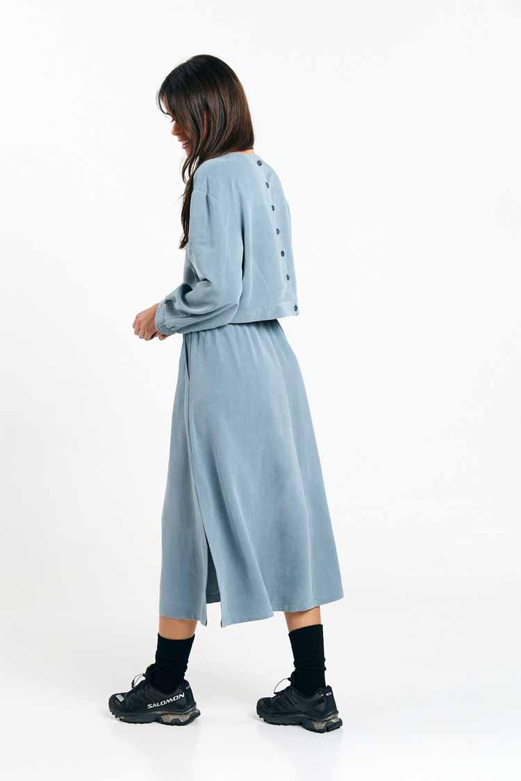 Suite13Lab Ferro Skirt Blue Gray Damen Midirock Lyocell graublau
